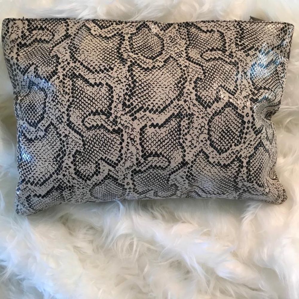 Beautiful snake print leather clutch